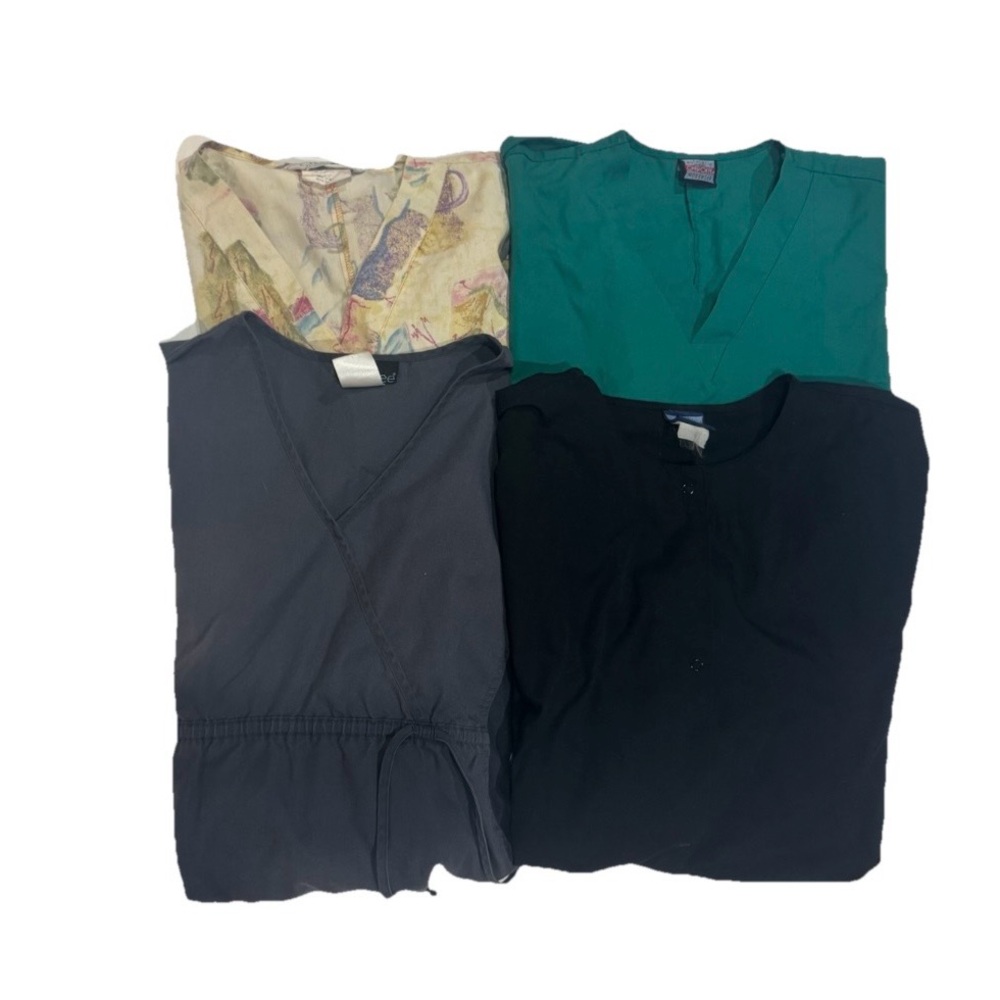Cherokee Scrub Top Bundle 4 Pc Women's Medium Mixed Solid & Print Workwear